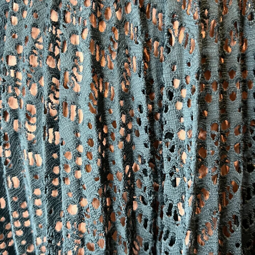French Connection Teal Orabelle Lace Fit & Flare Ruffle Midi Dress, Size 6 - Picture 15 of 16